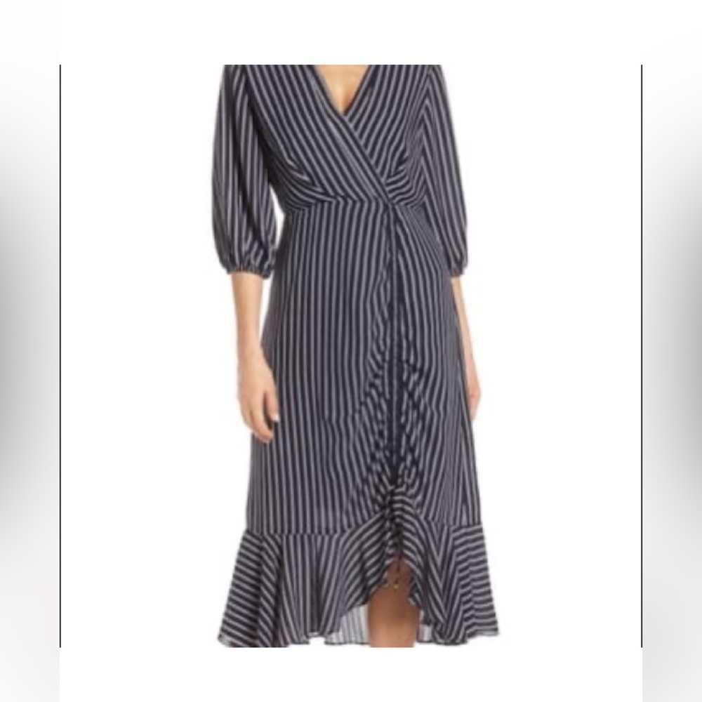Chelsea28 NEW Striped Side Rouched Navy Dress XS